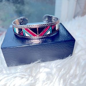 Montana silversmiths sterling silver bangle mixed stone inlay